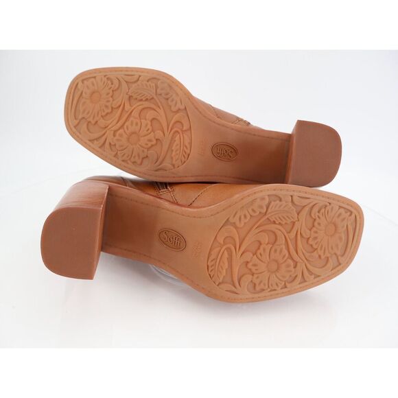 Sofft Santee Heeled Ankle Boot Brown Leather Block Heel Size 10 M Zip Up Bootie - Picture 5 of 11